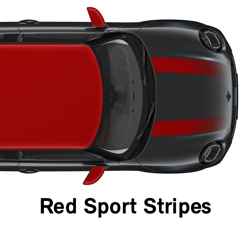  MINI - felszereltség - jcw style, vörös sport dekorcsíkok