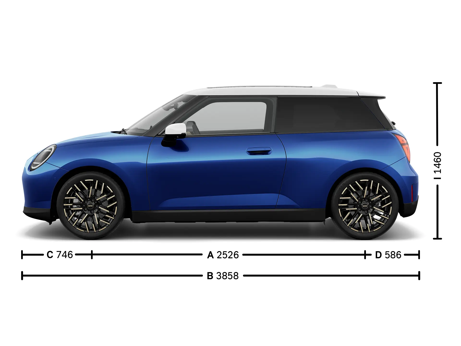 Elektromos MINI Cooper Méretek, oldalról