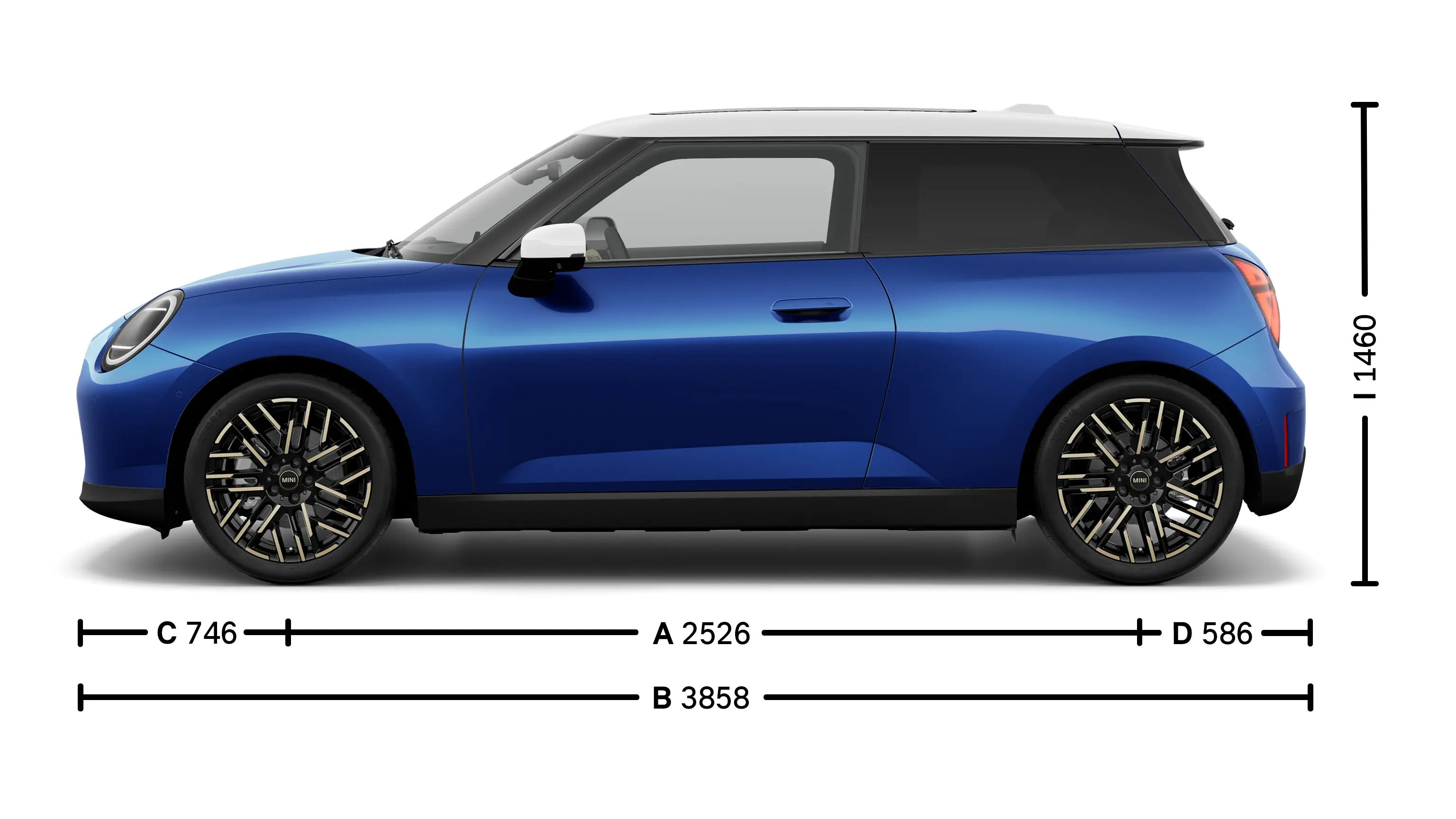 Elektromos MINI Cooper Méretek, oldalról