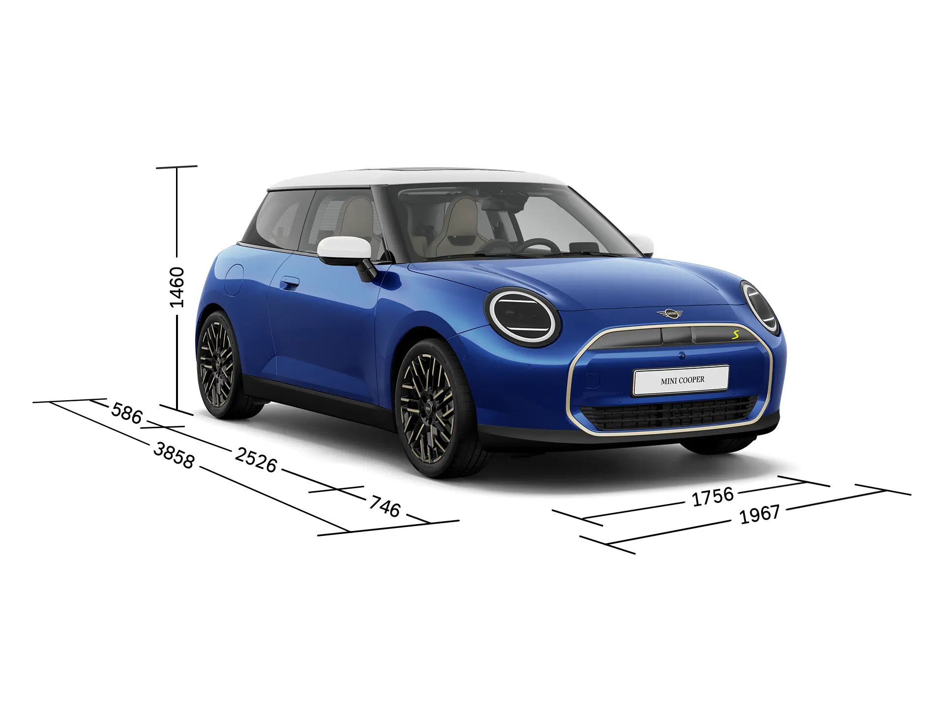 Elektromos MINI Cooper - Elölnézet a méretekkel