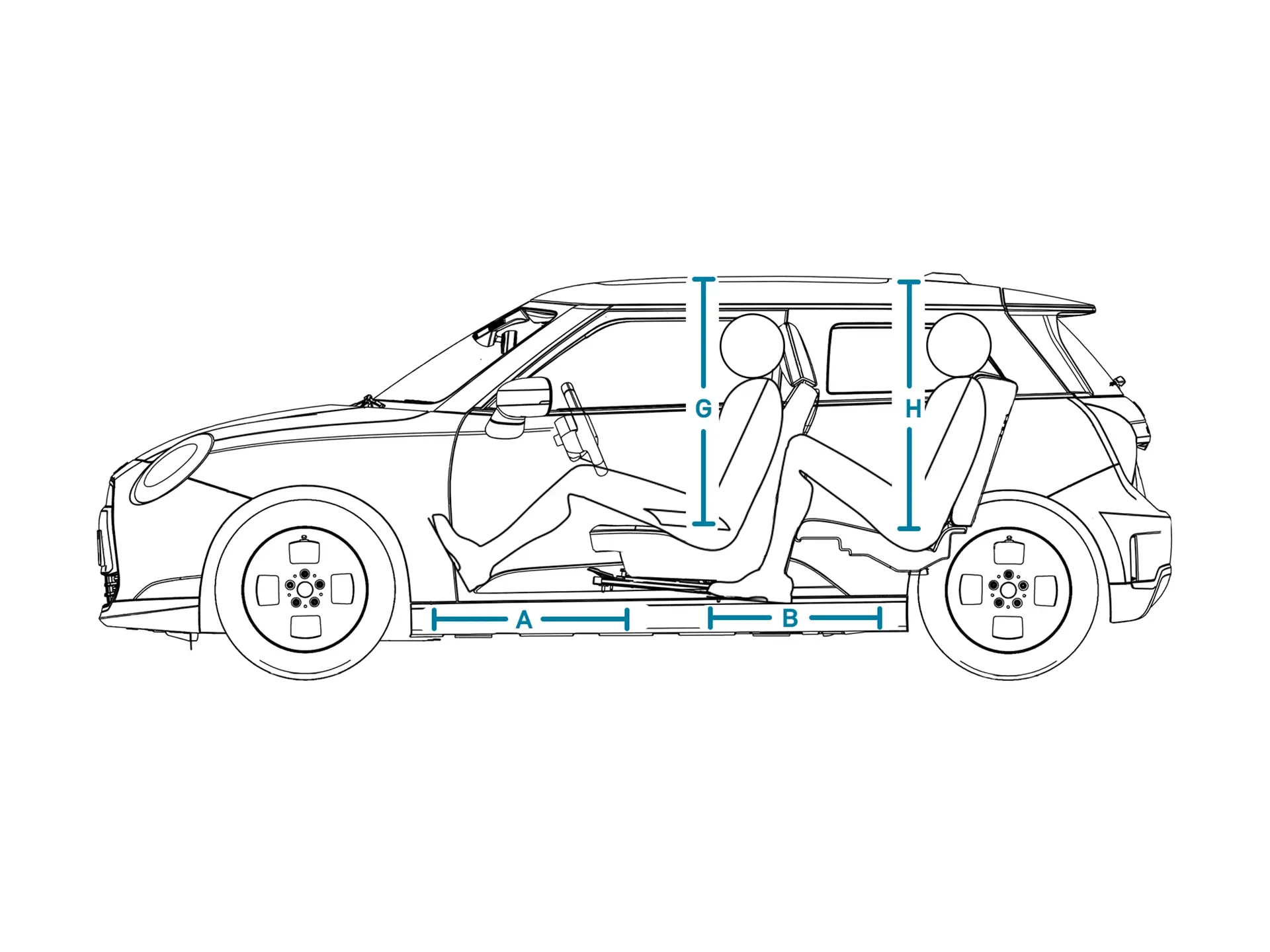 Elektromos MINI Cooper - Méretek, belső tér, oldalról