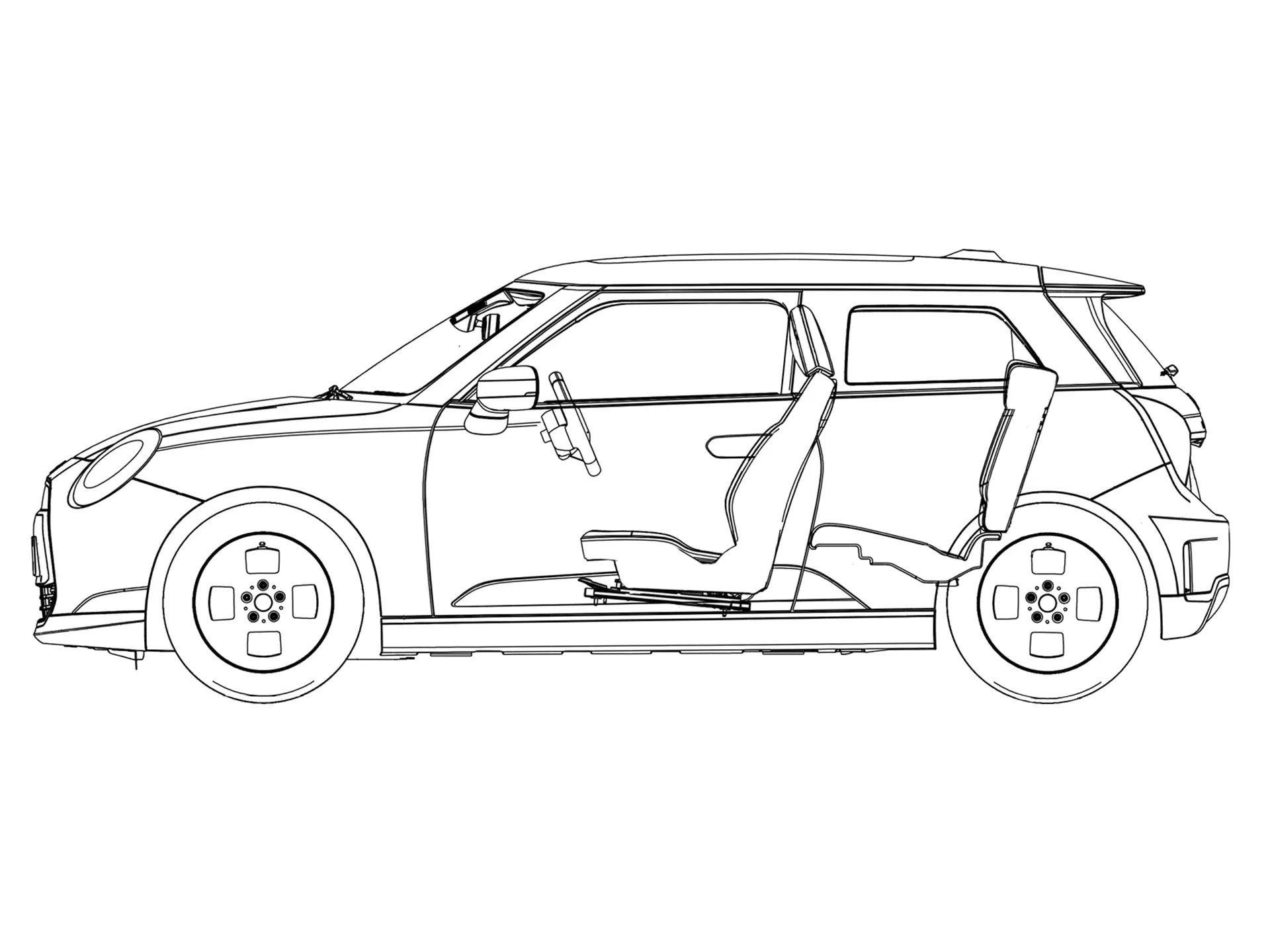 Elektromos MINI Cooper - Oldalnézeti ábra