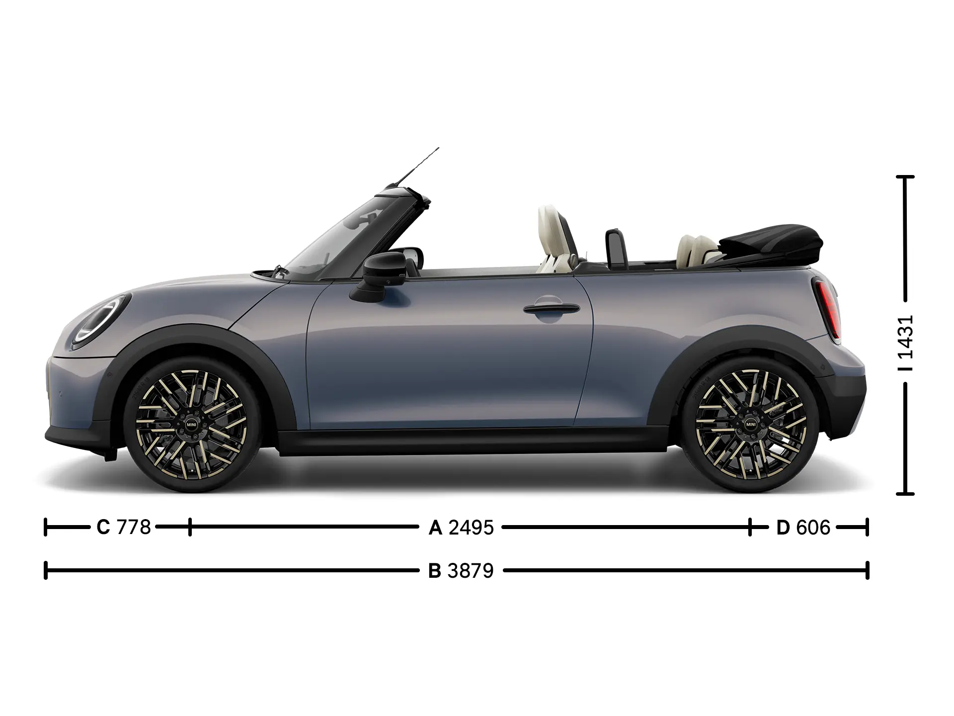 MINI Cooper Cabrio – Méretek oldalról