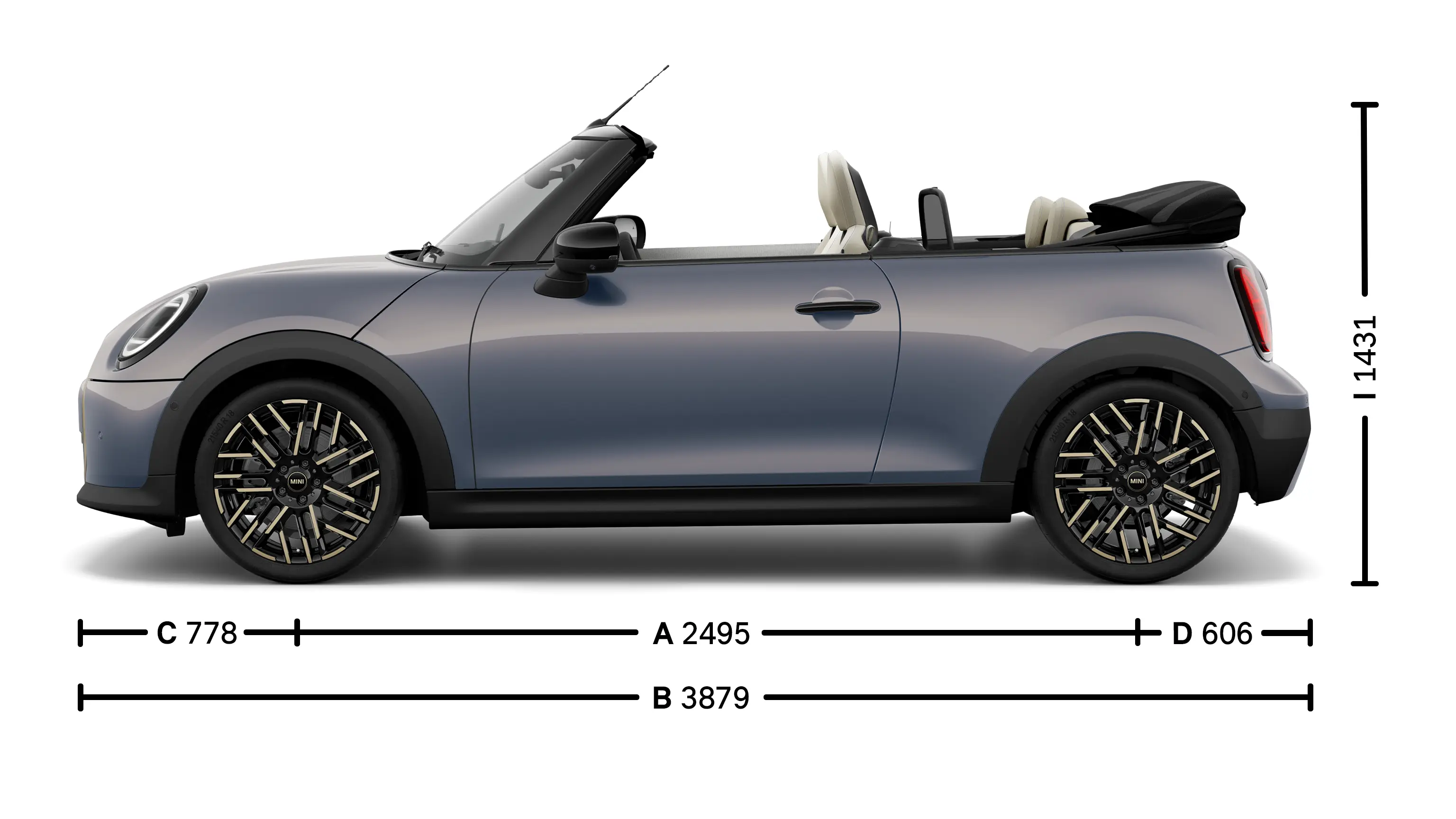 MINI Cooper Cabrio – Méretek oldalról