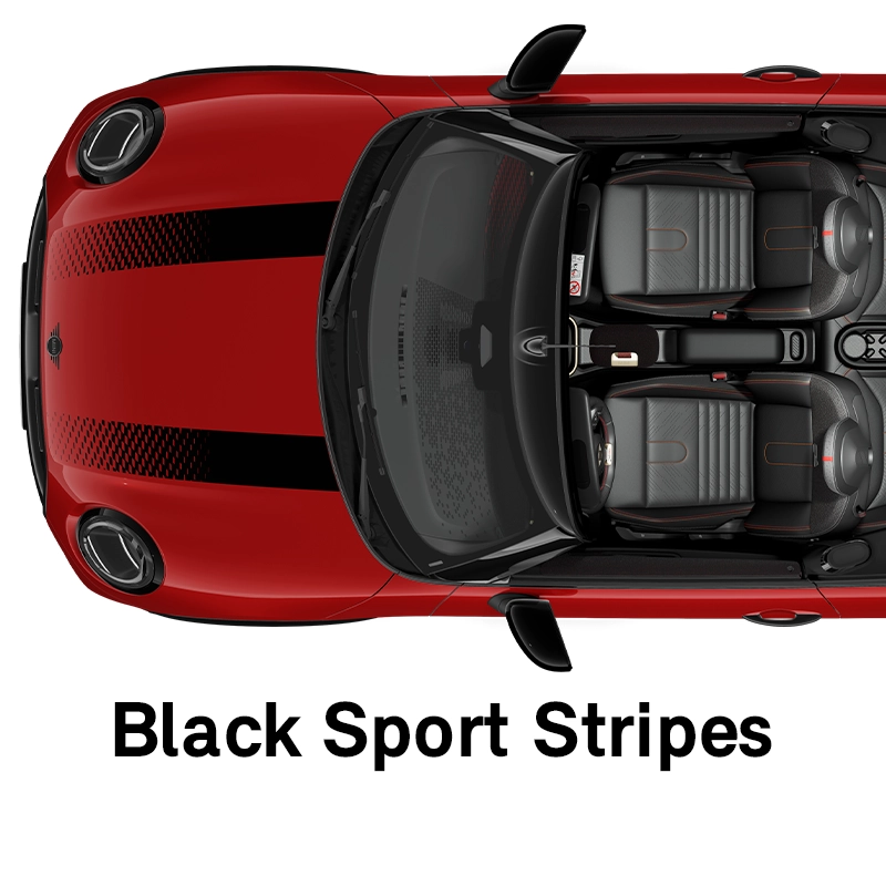  MINI - felszereltség - jcw style, fekete sport dekorcsíkok