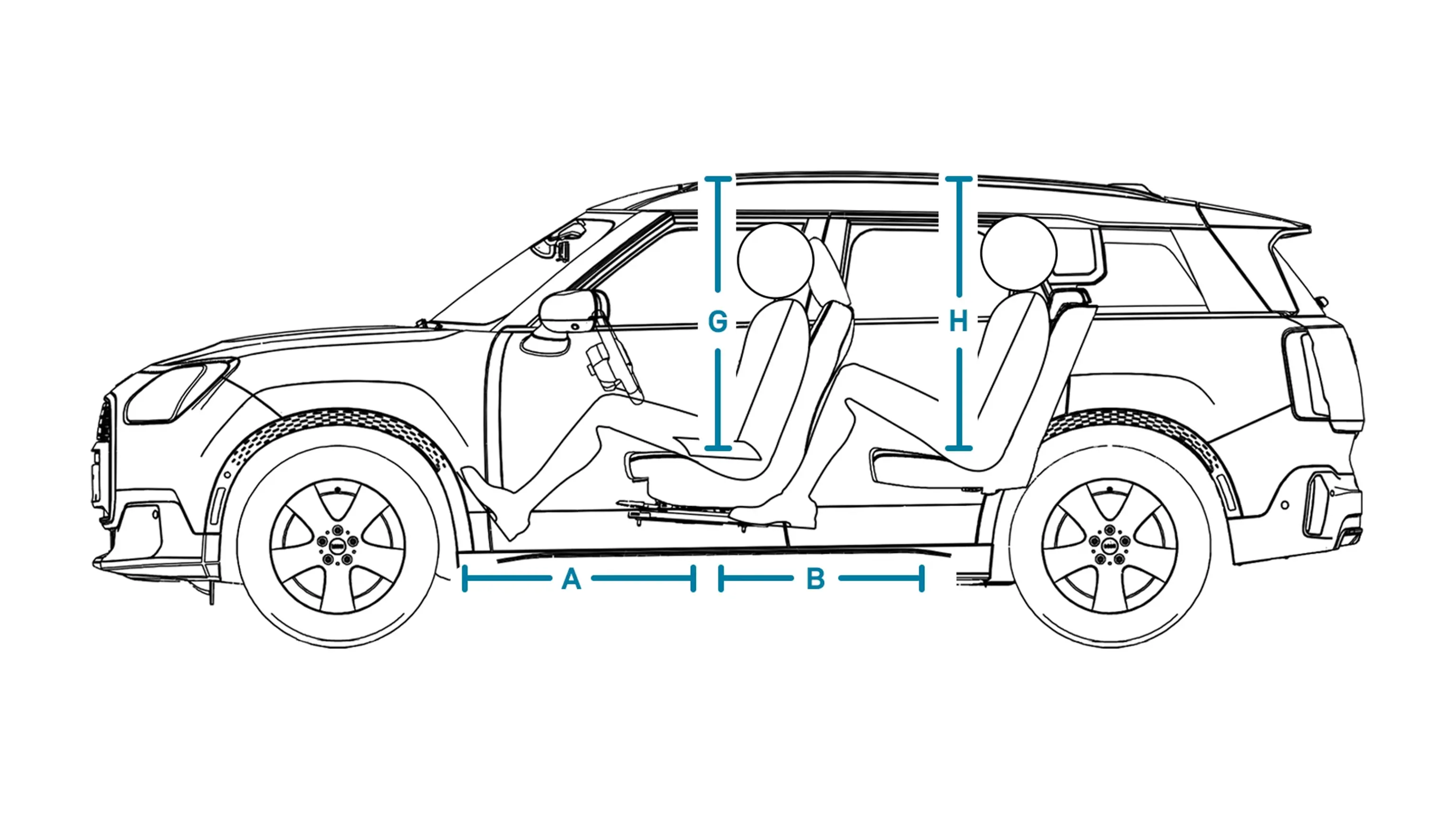 Elektromos MINI Countryman - Méretek, belső tér, oldalról