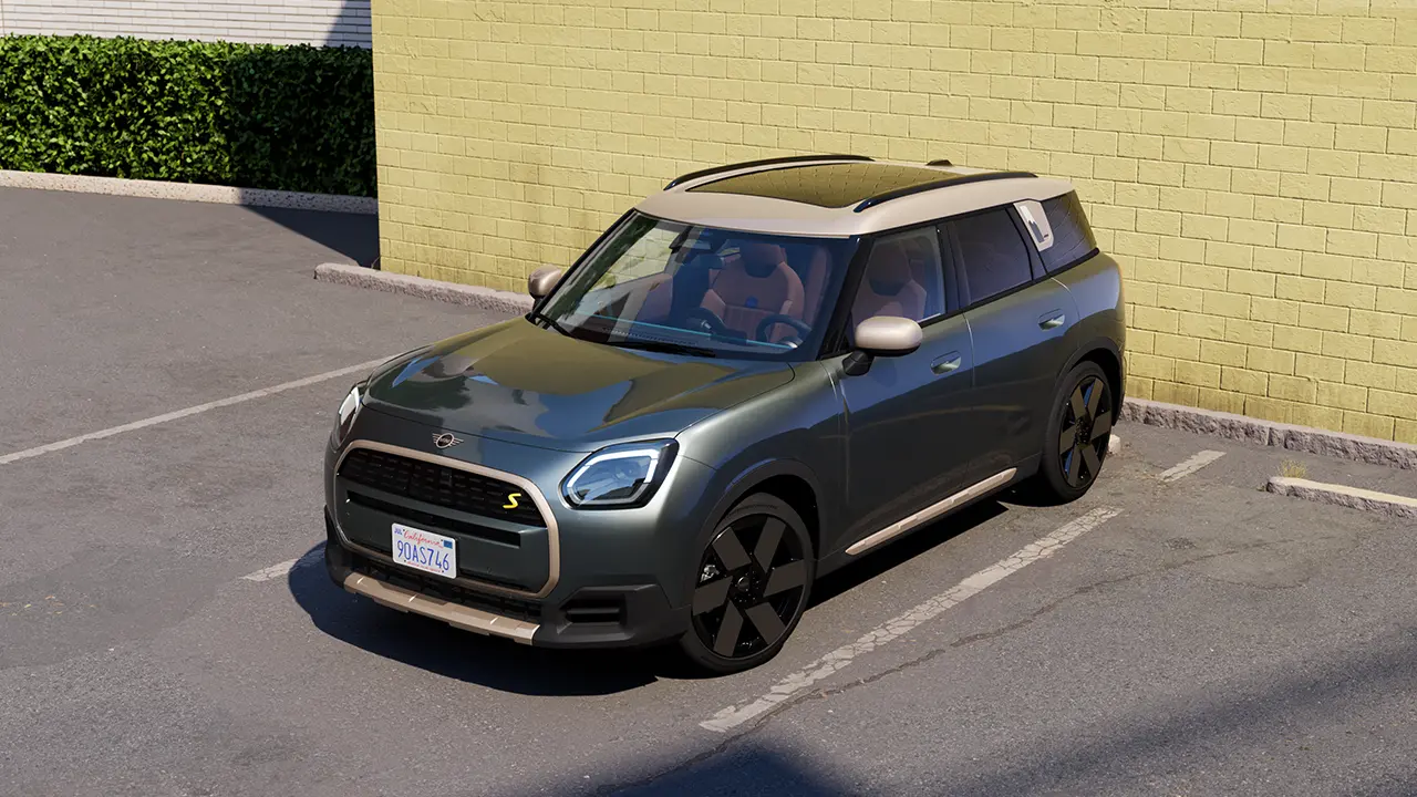 A MINI Countryman külső és belső terét részletesen bemutató videó. A kamera végigpásztázza a műszerfalat, kiemelve a dizájnelemeket.