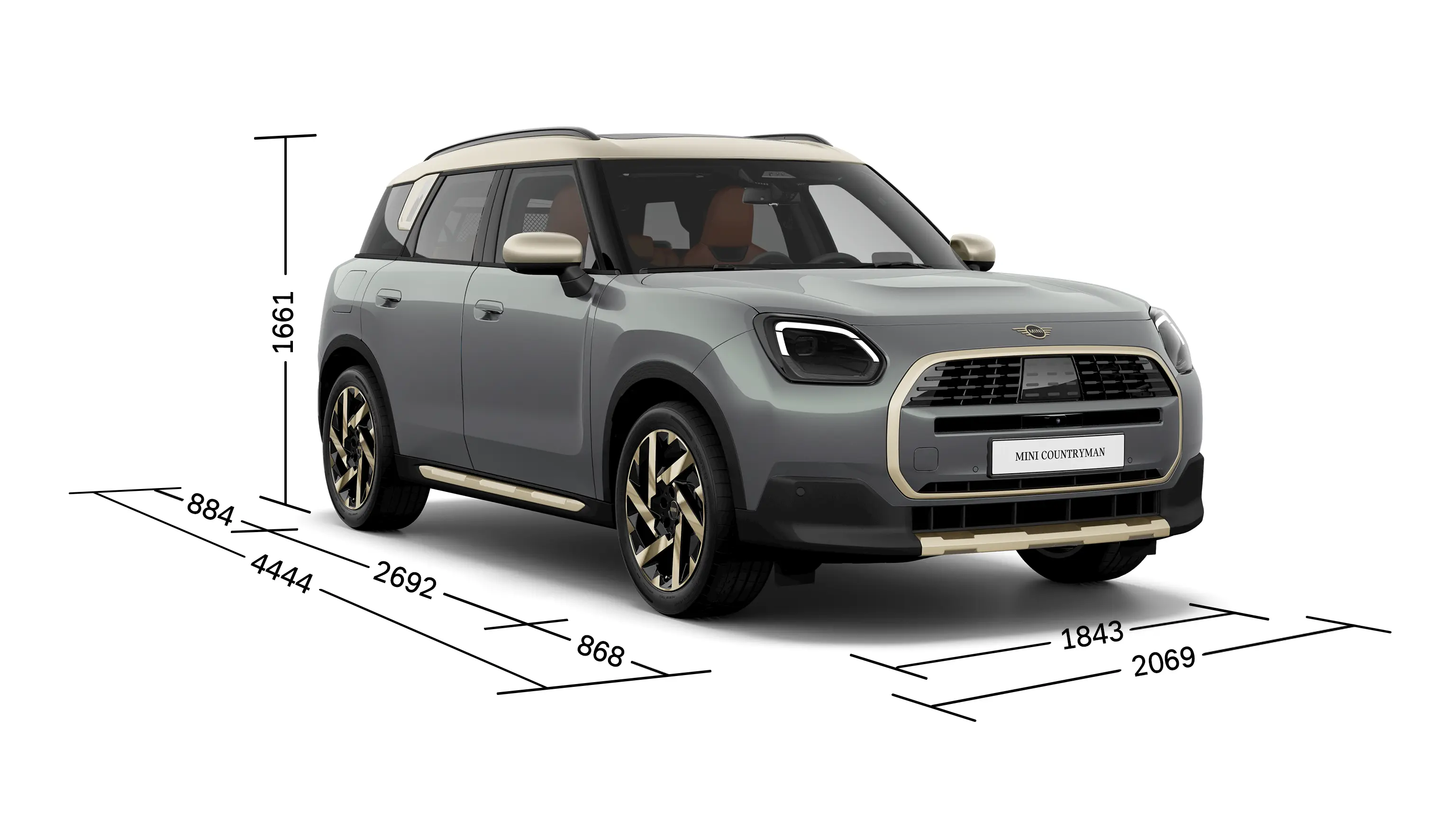 MINI Countryman - Elölnézet a méretekkel