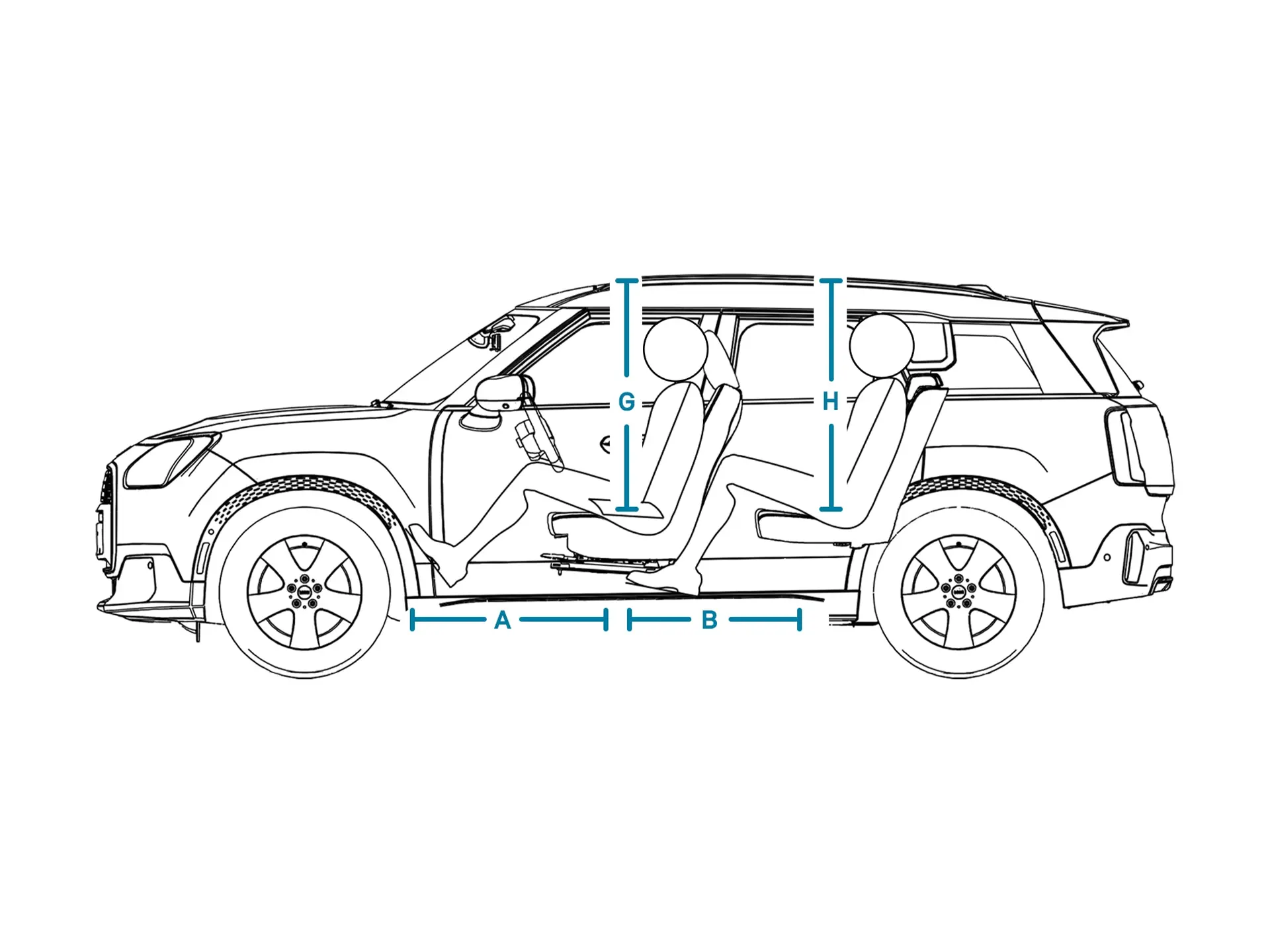 MINI Countryman – Méretek, belső tér, oldalról