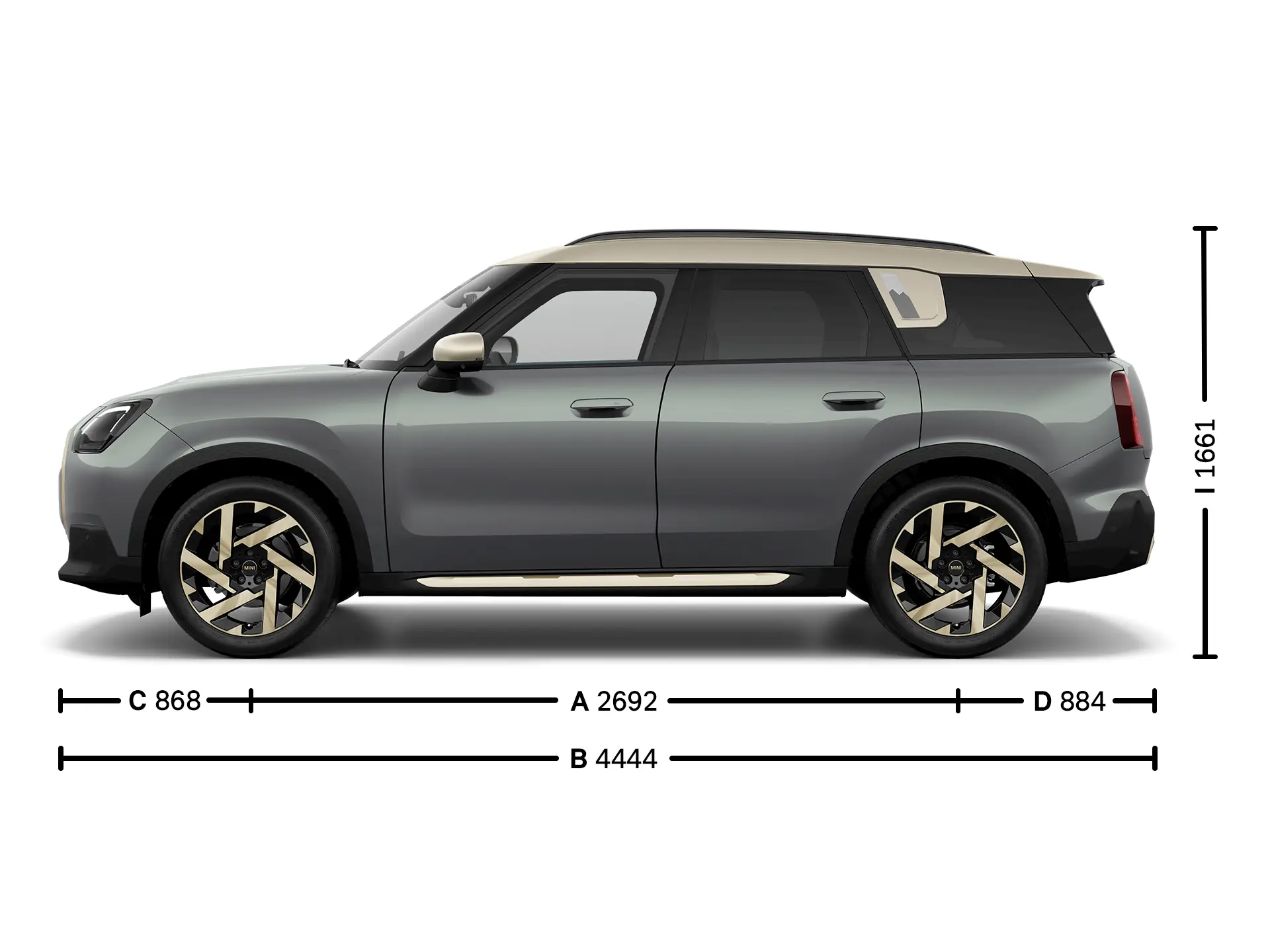 MINI Countryman, méretek, oldalról