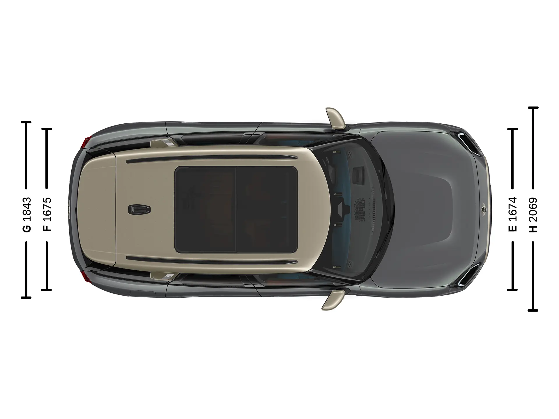 MINI Countryman, méretek, felülről