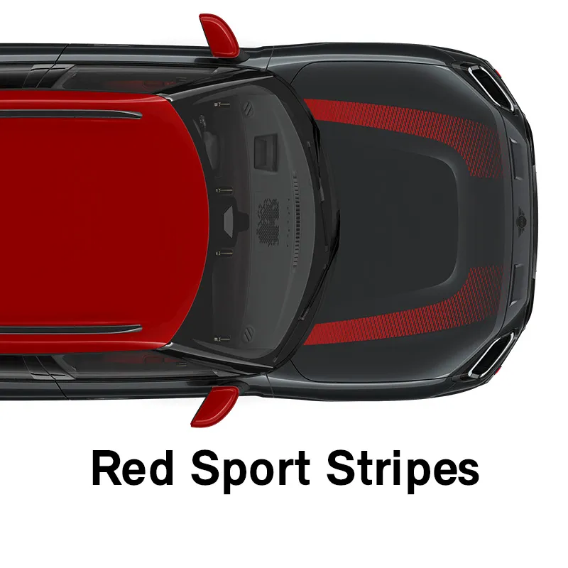  MINI - felszereltség - jcw style, vörös sport dekorcsíkok
