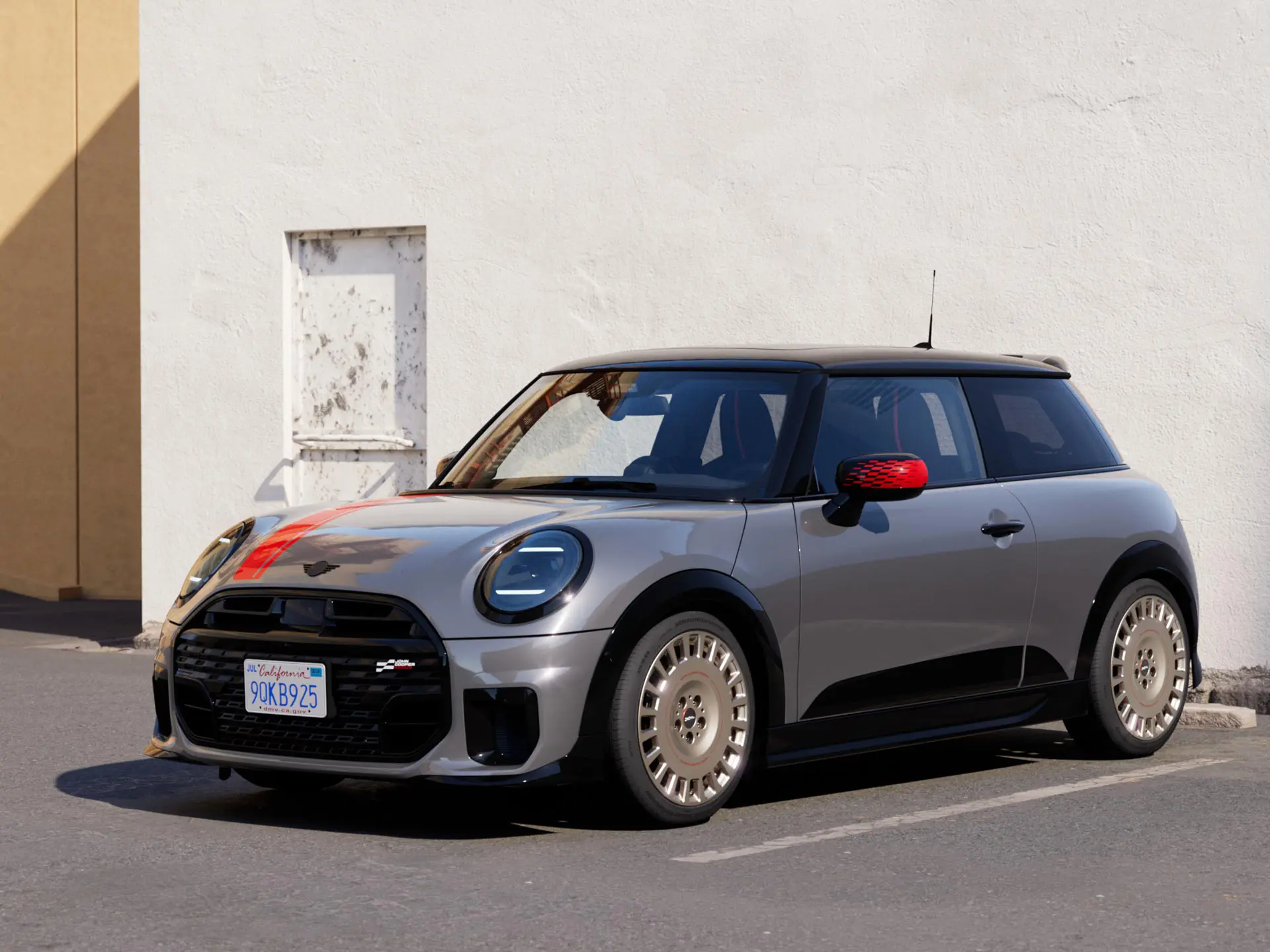 Egy MINI Cooper oldalnézetből