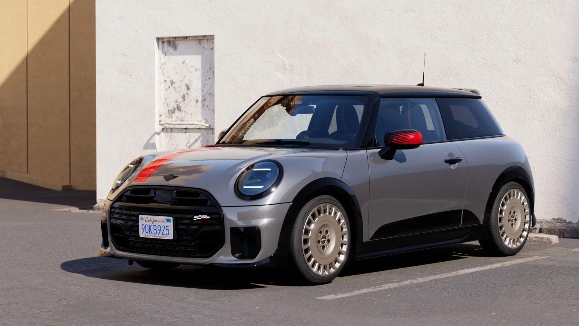 Egy MINI Cooper oldalnézetből