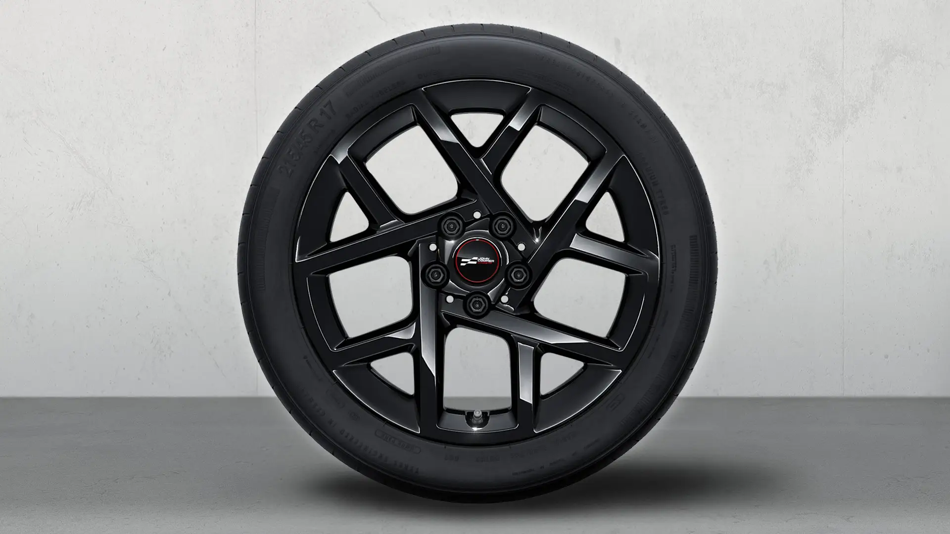 17 colos John Cooper Works Sprint Spoke 957 könnyűfém keréktárcsa komplett téli kerék Jet Black színben.