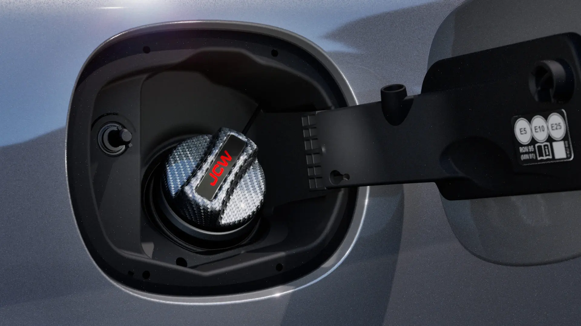 MINI John Cooper Works karbon tanksapka JCW felirattal.