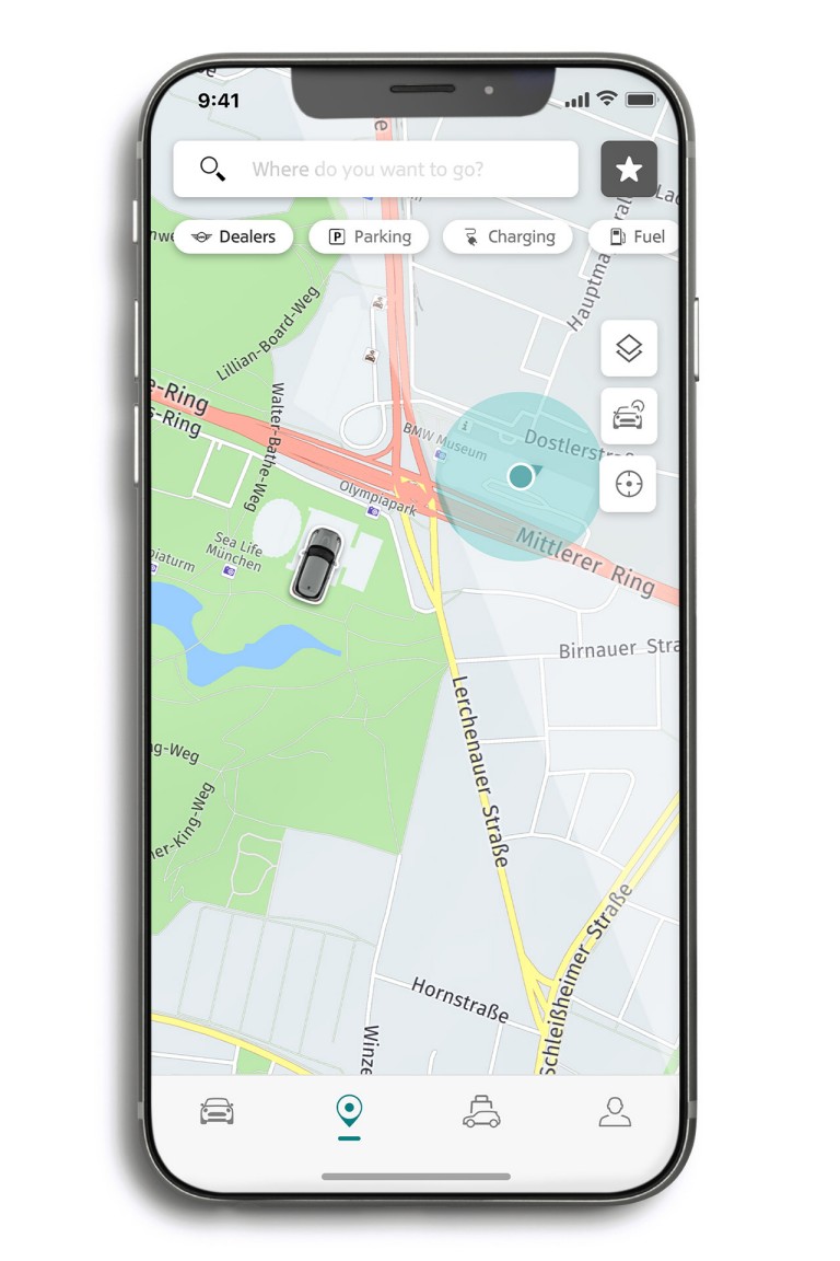 mini connected – mini app – térkép lap